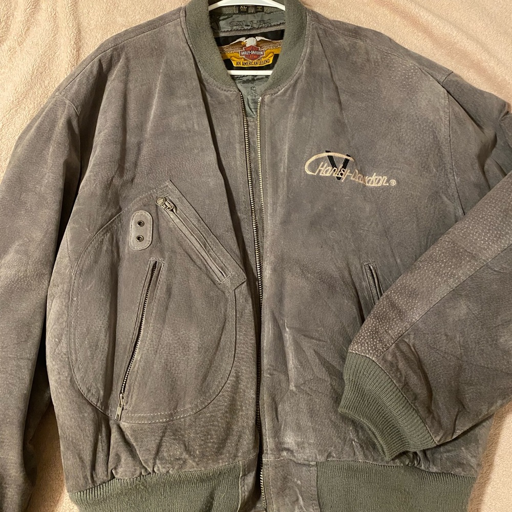 harley davidson suede leather bomber jacket